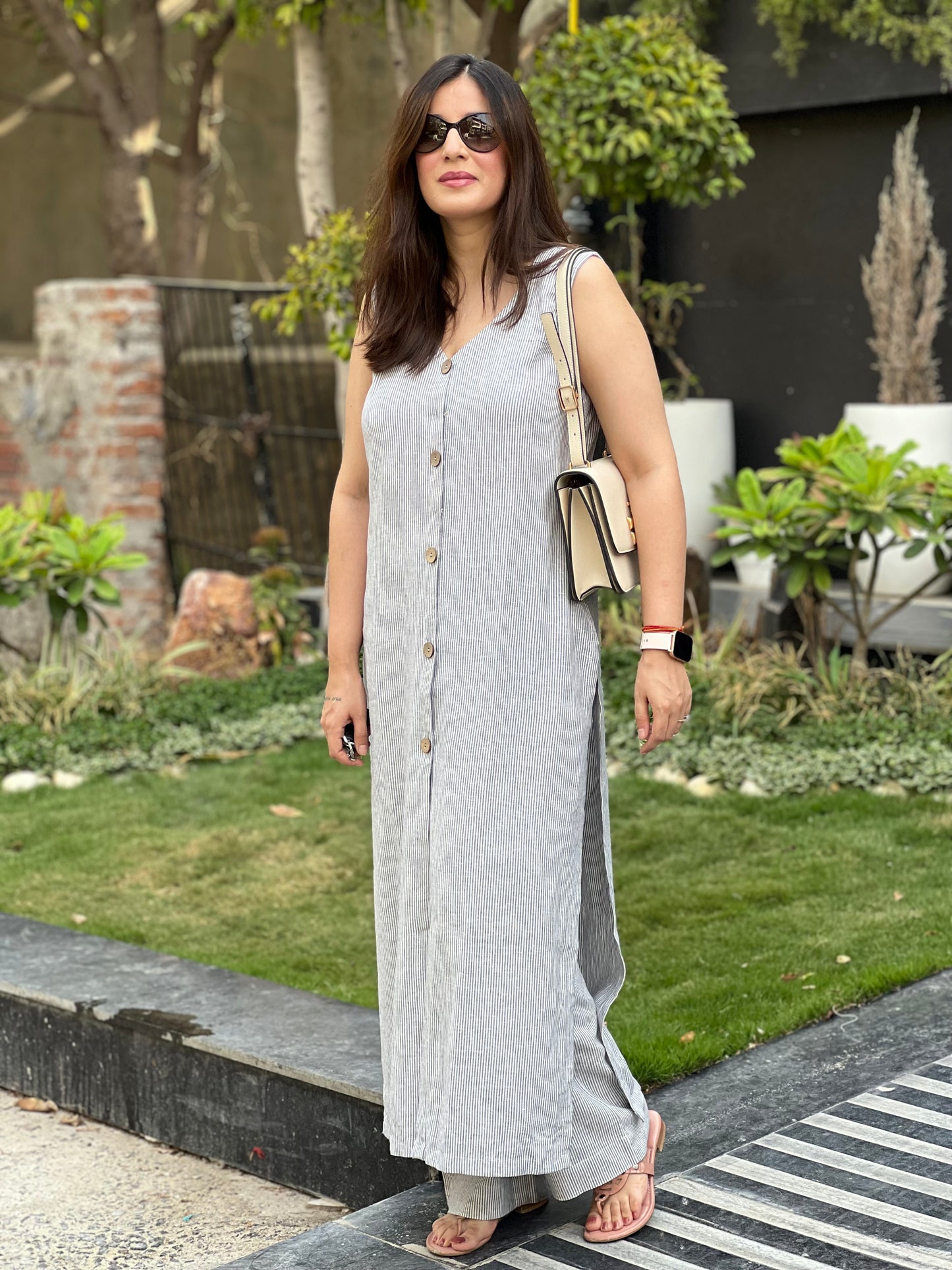 Cotton Linen Striped Co-ord