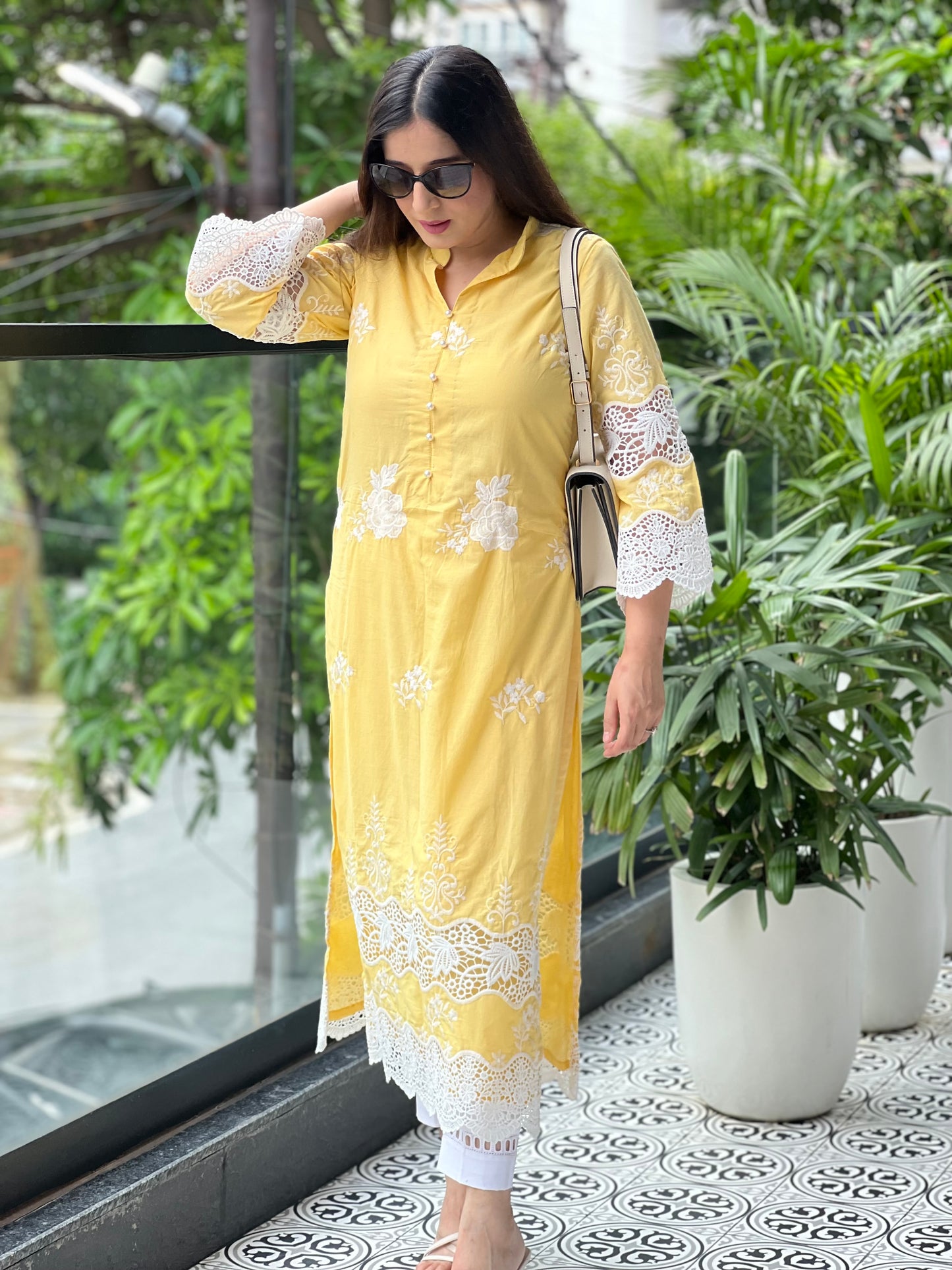 Cut-work Kurta Set