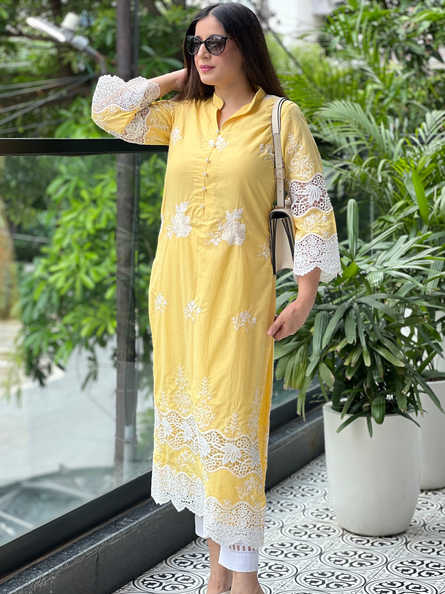 Cut-work Kurta Set