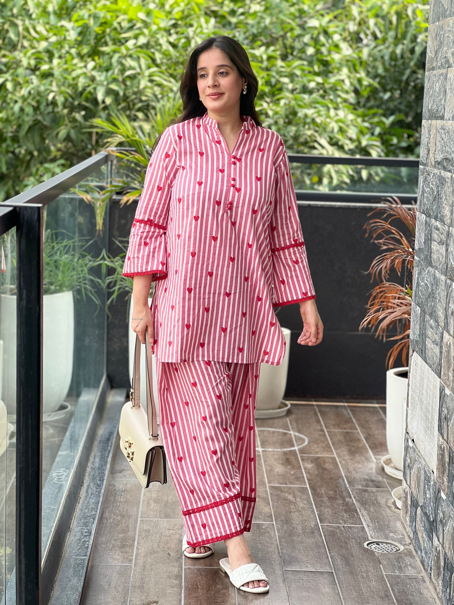 Peach Candy Hearts  Farshi Salwar Set