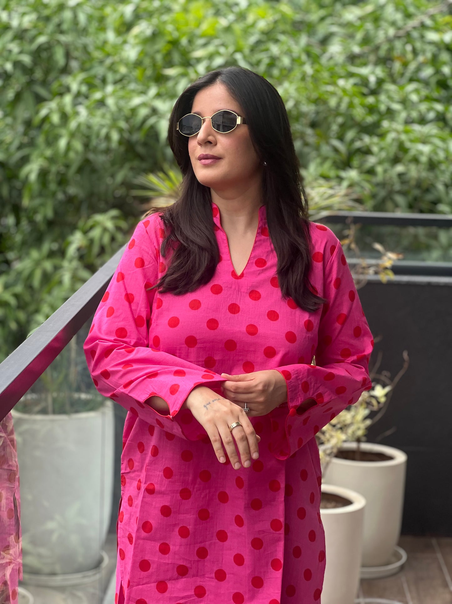 Pink Polka Farshi Salwar Set