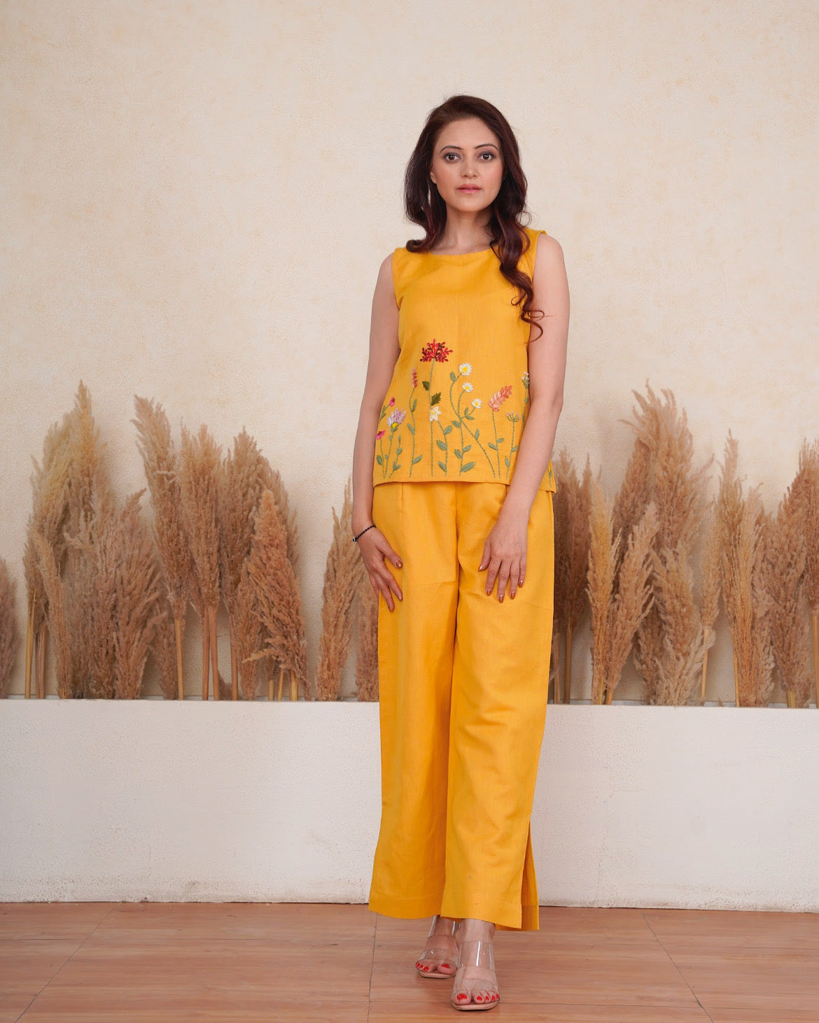 Hand Embroidered Linen Co-ord