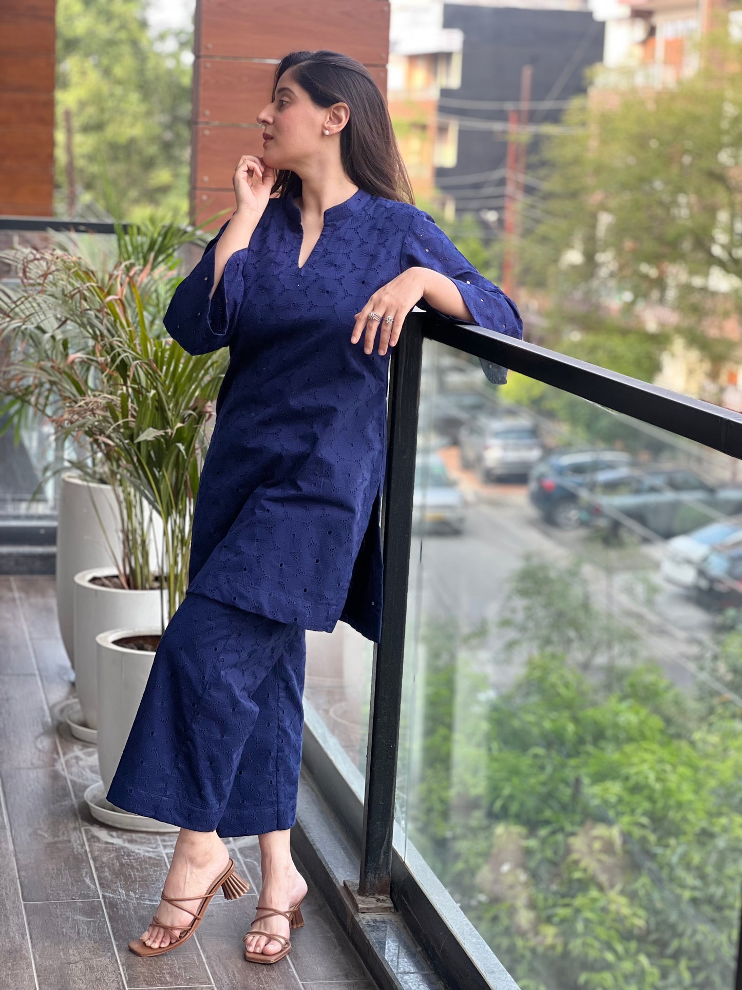 Blue Schiffli Co-ord