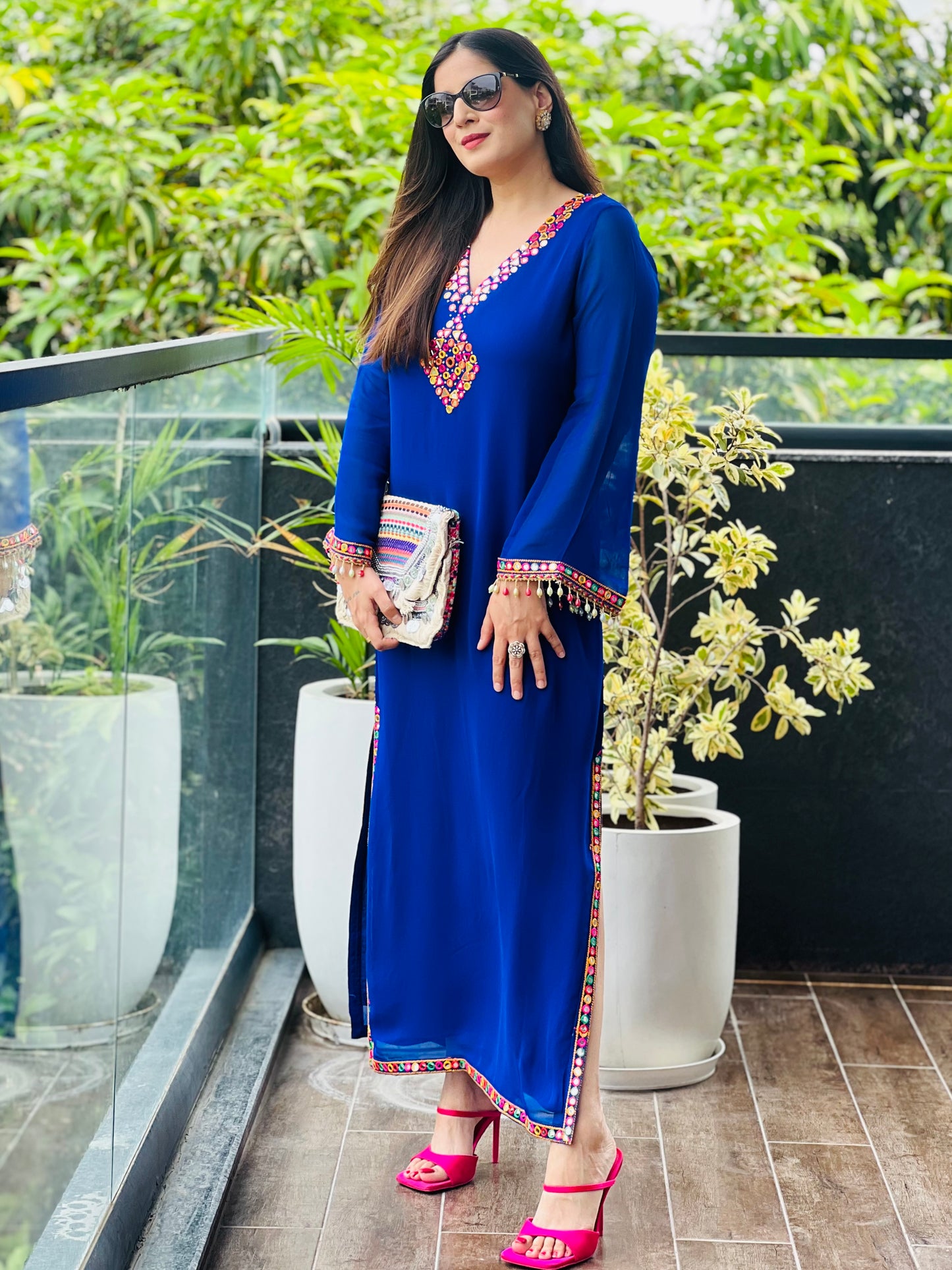 Mirror Work Kaftan Dress