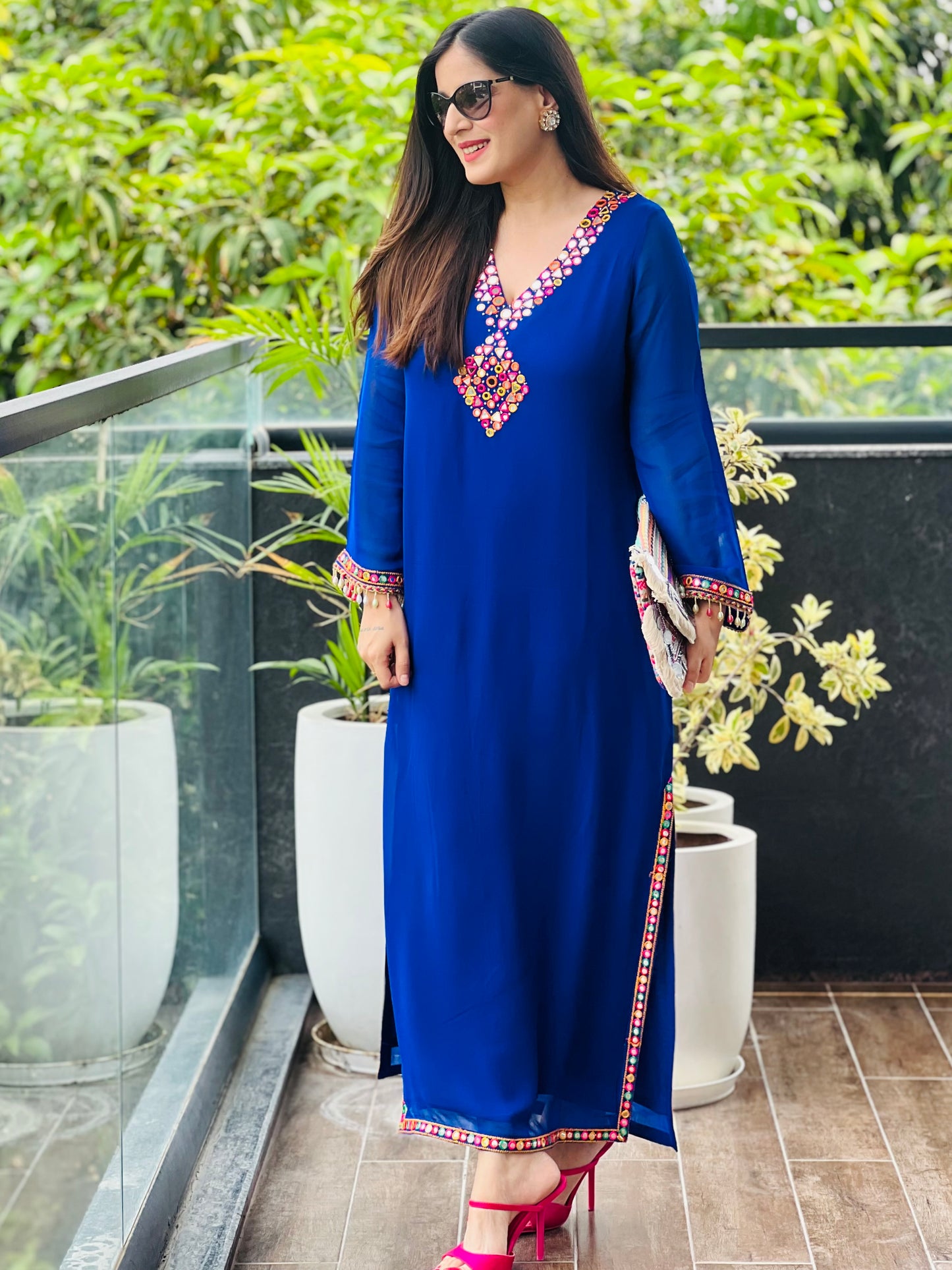 Mirror Work Kaftan Dress