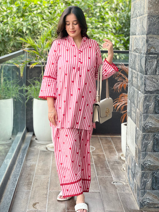 Peach Candy Hearts  Farshi Salwar Set