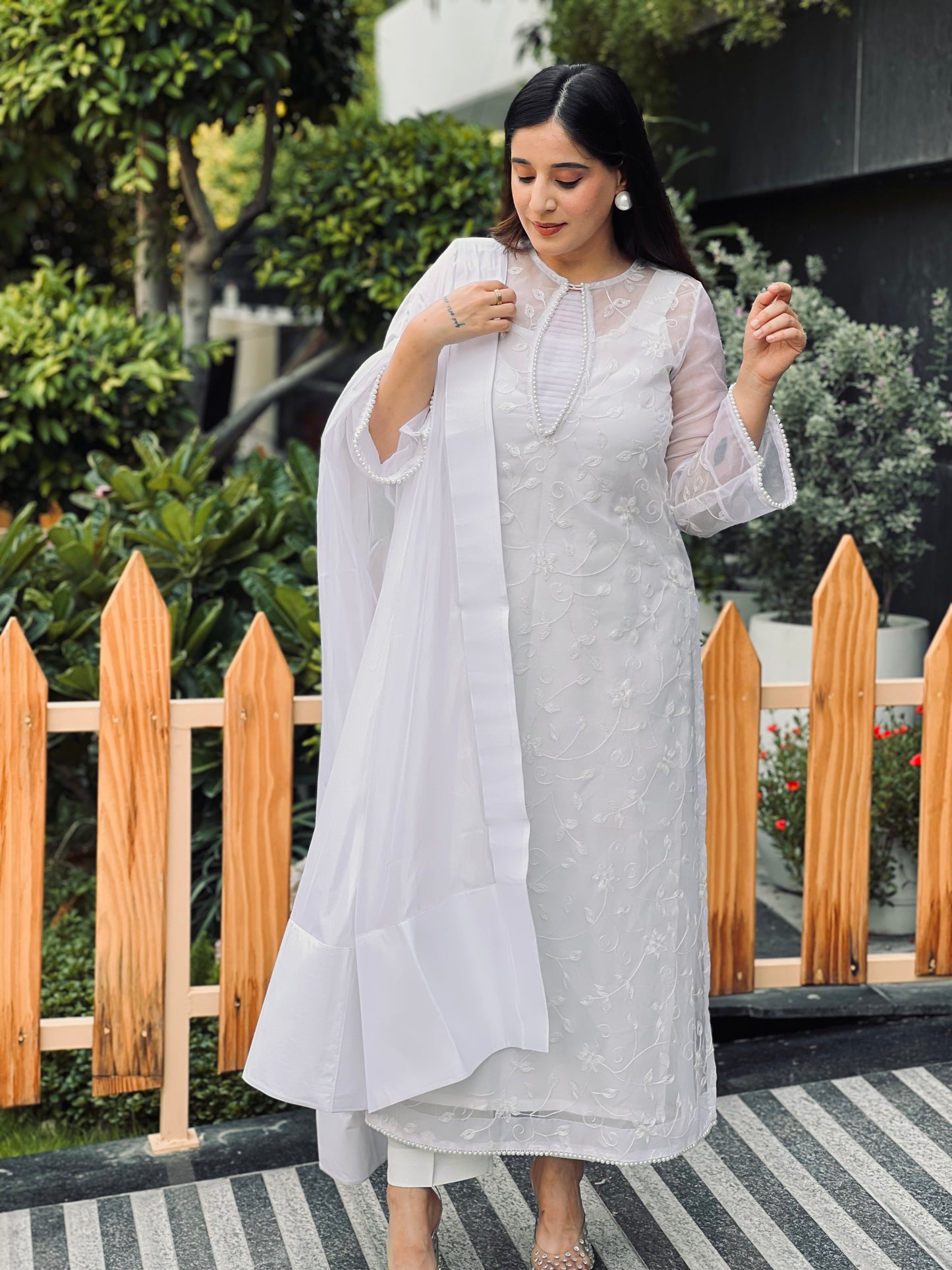 White Organza Suit Set