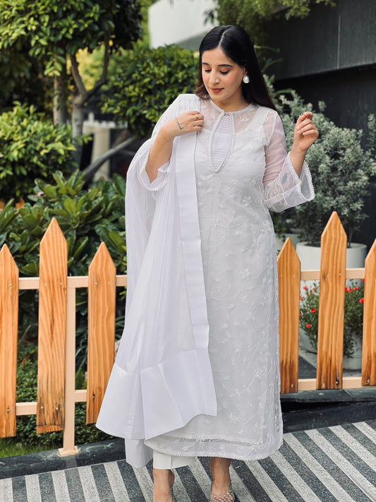 White Organza Suit Set