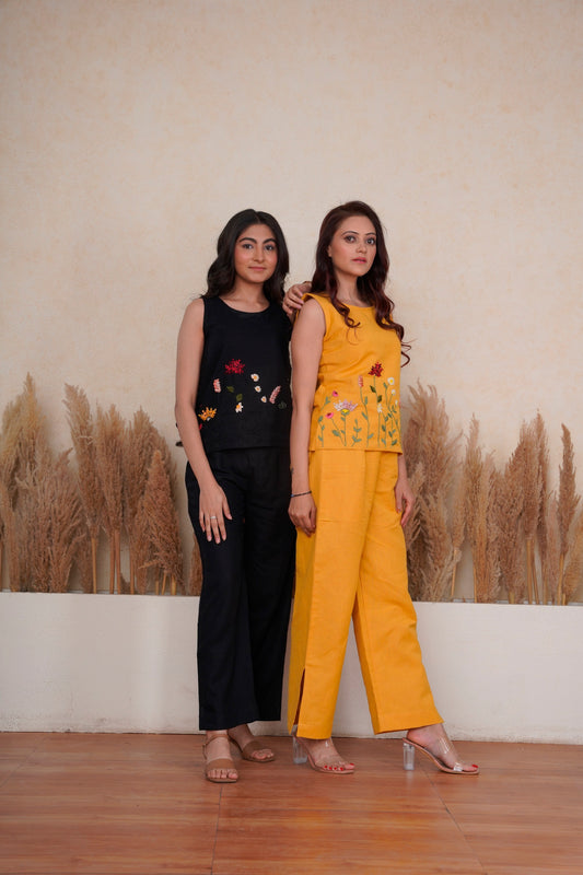 Hand Embroidered Linen Co-ord