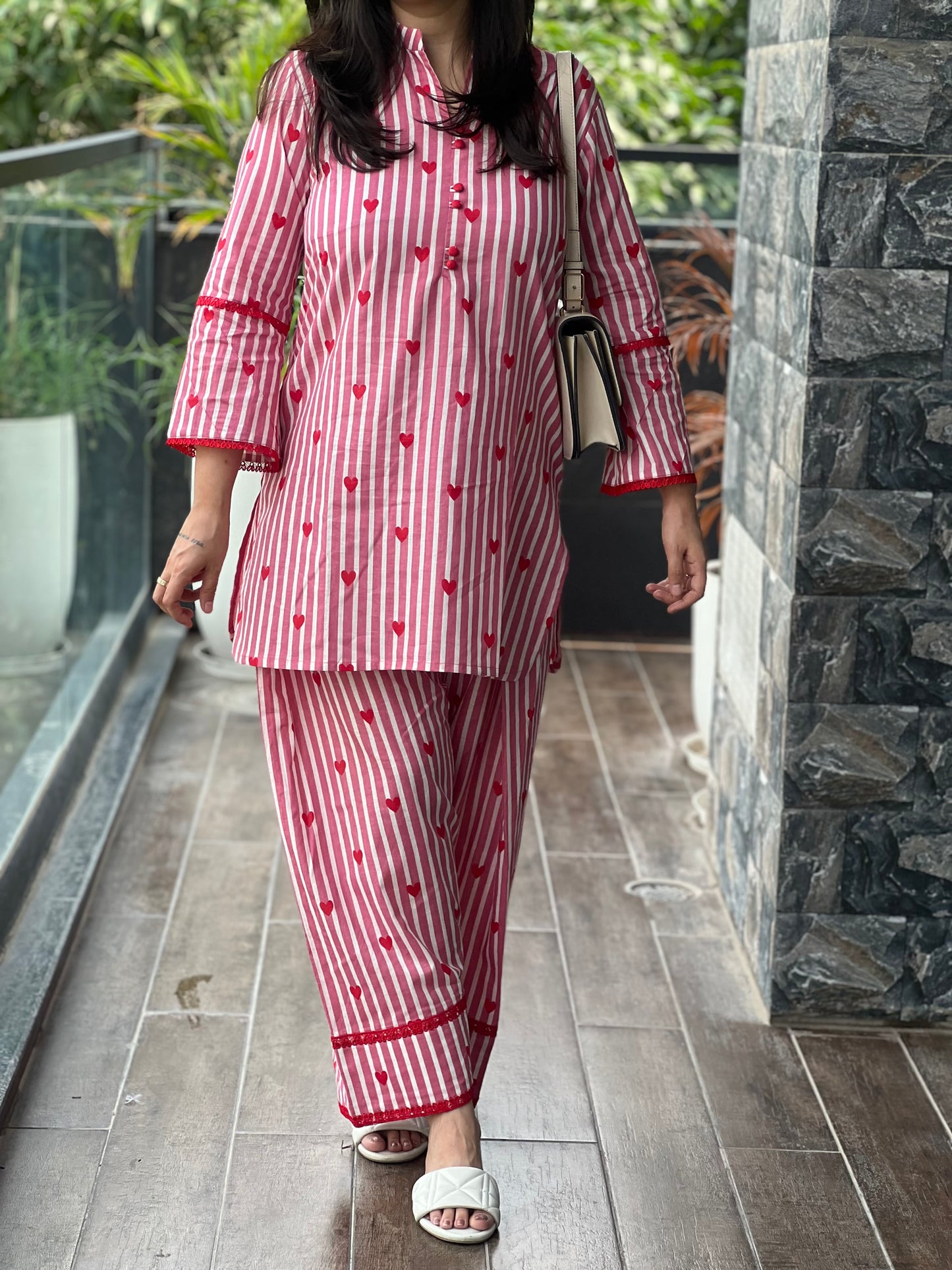 Peach Candy Hearts  Farshi Salwar Set
