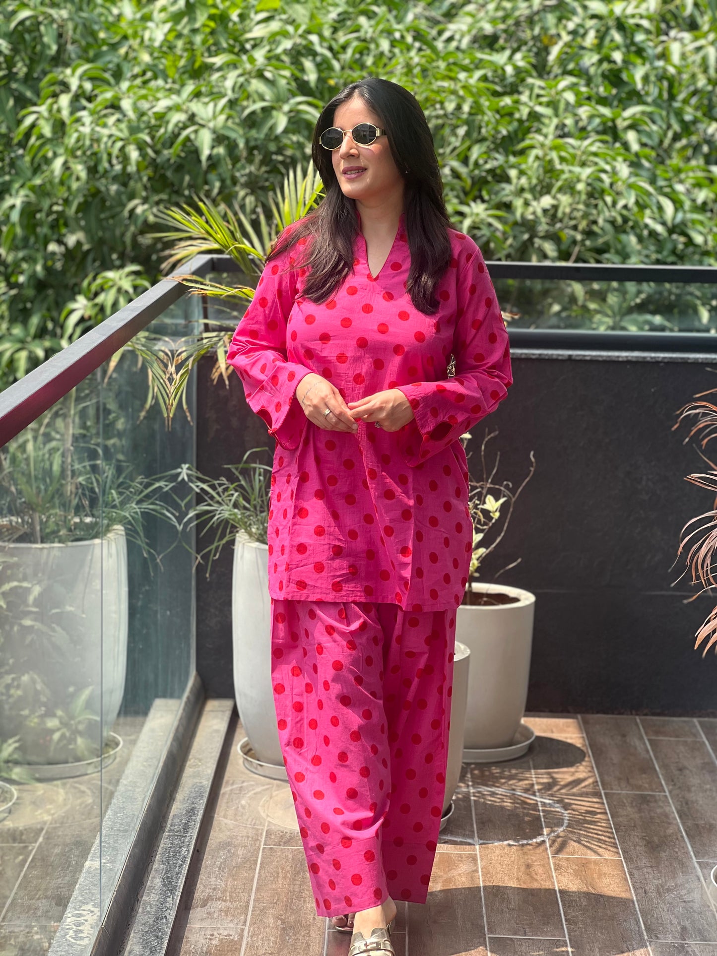Pink Polka Farshi Salwar Set