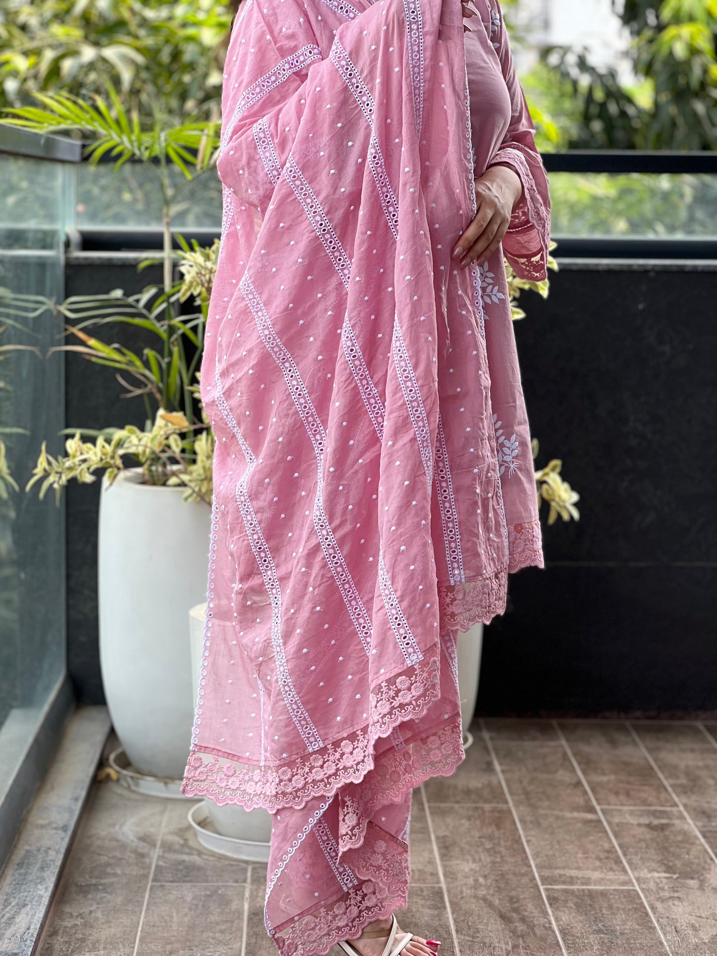 Blush Pink Cotton Suit Set