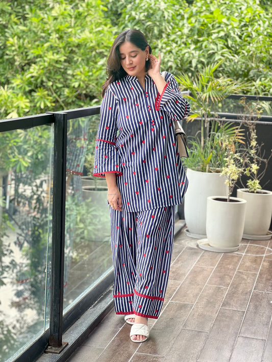 Blue Candy Hearts  Farshi Salwar Set