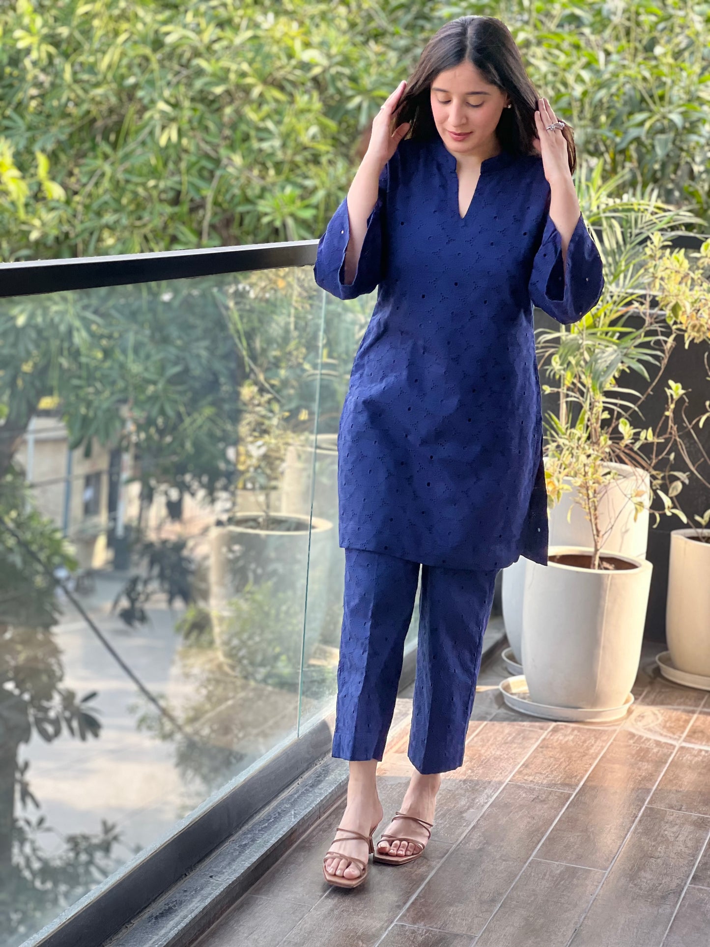 Blue Schiffli Co-ord