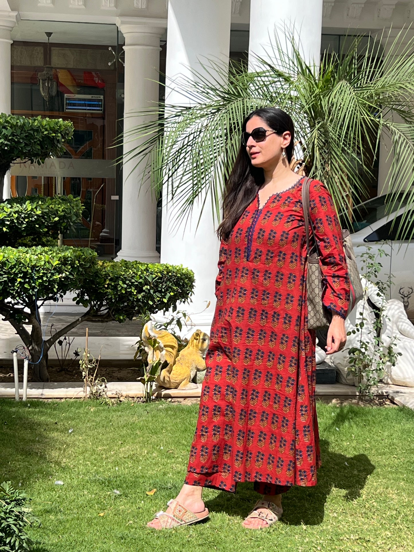 Handblock Printed A-line Kurta Set