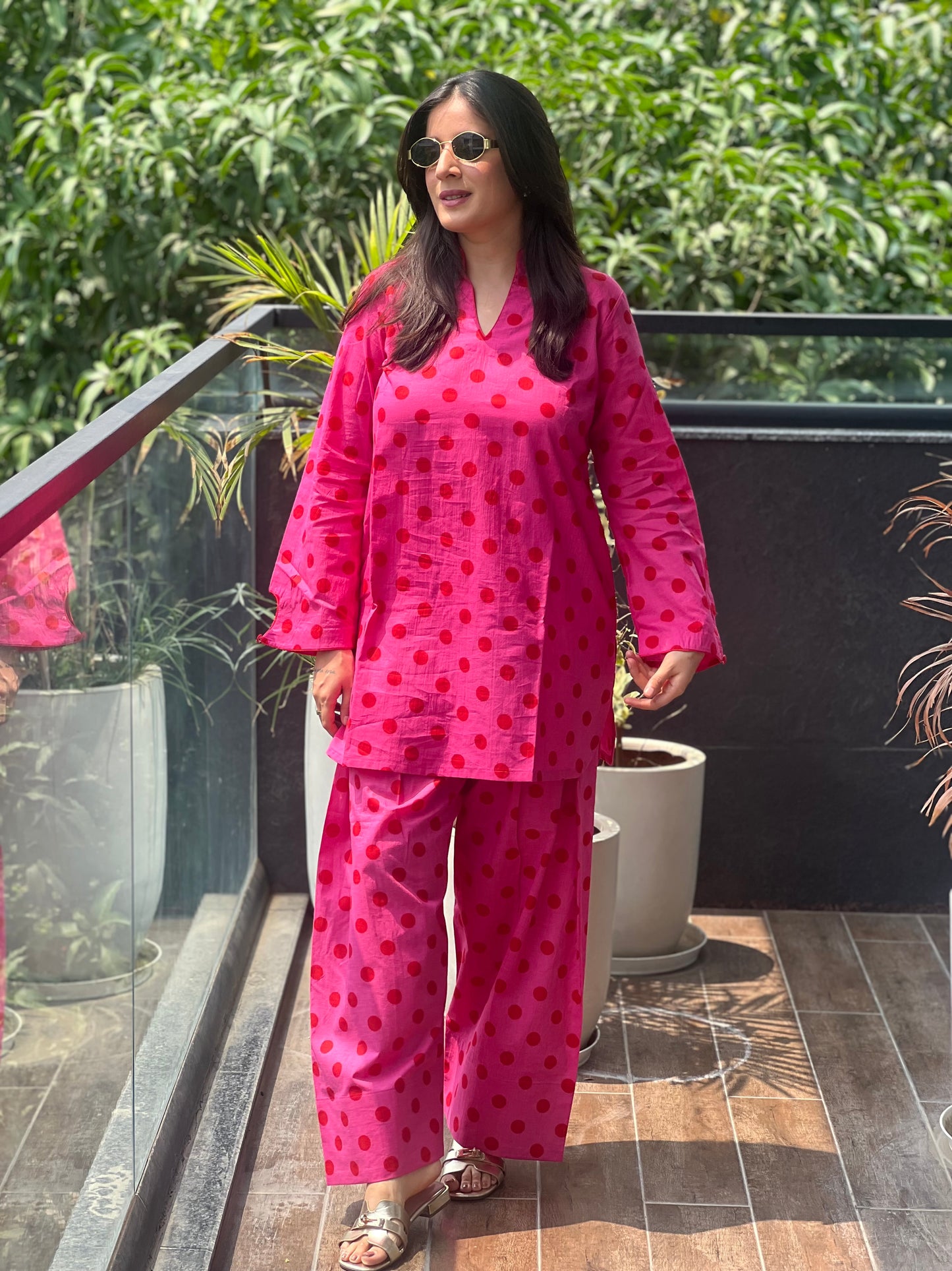 Pink Polka Farshi Salwar Set
