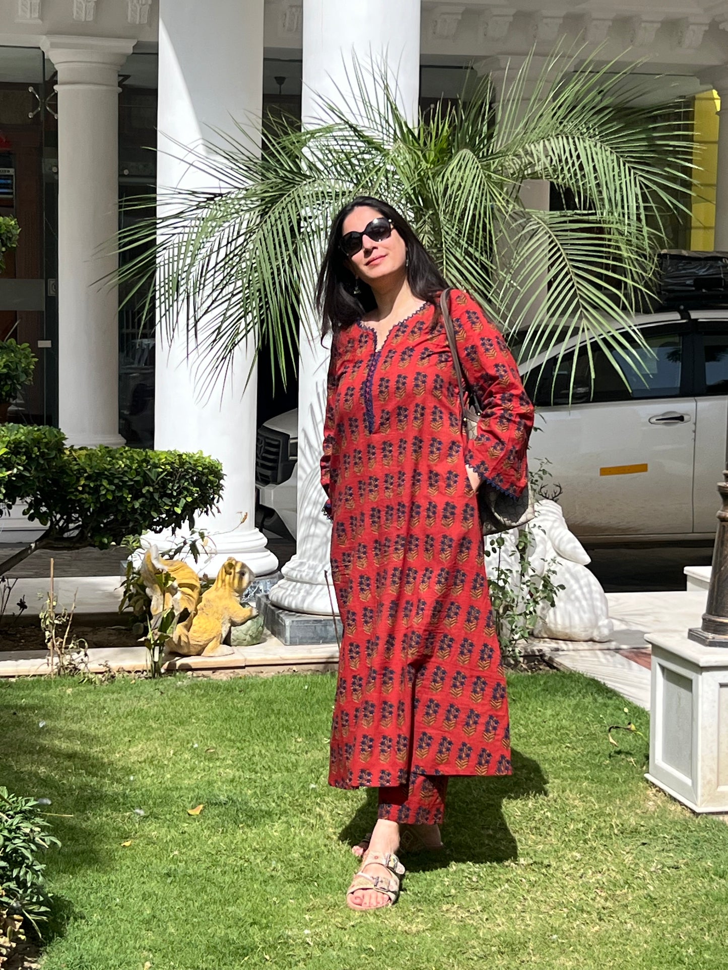 Handblock Printed A-line Kurta Set