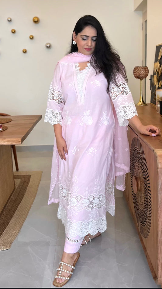 Cotton Cut Work Suit