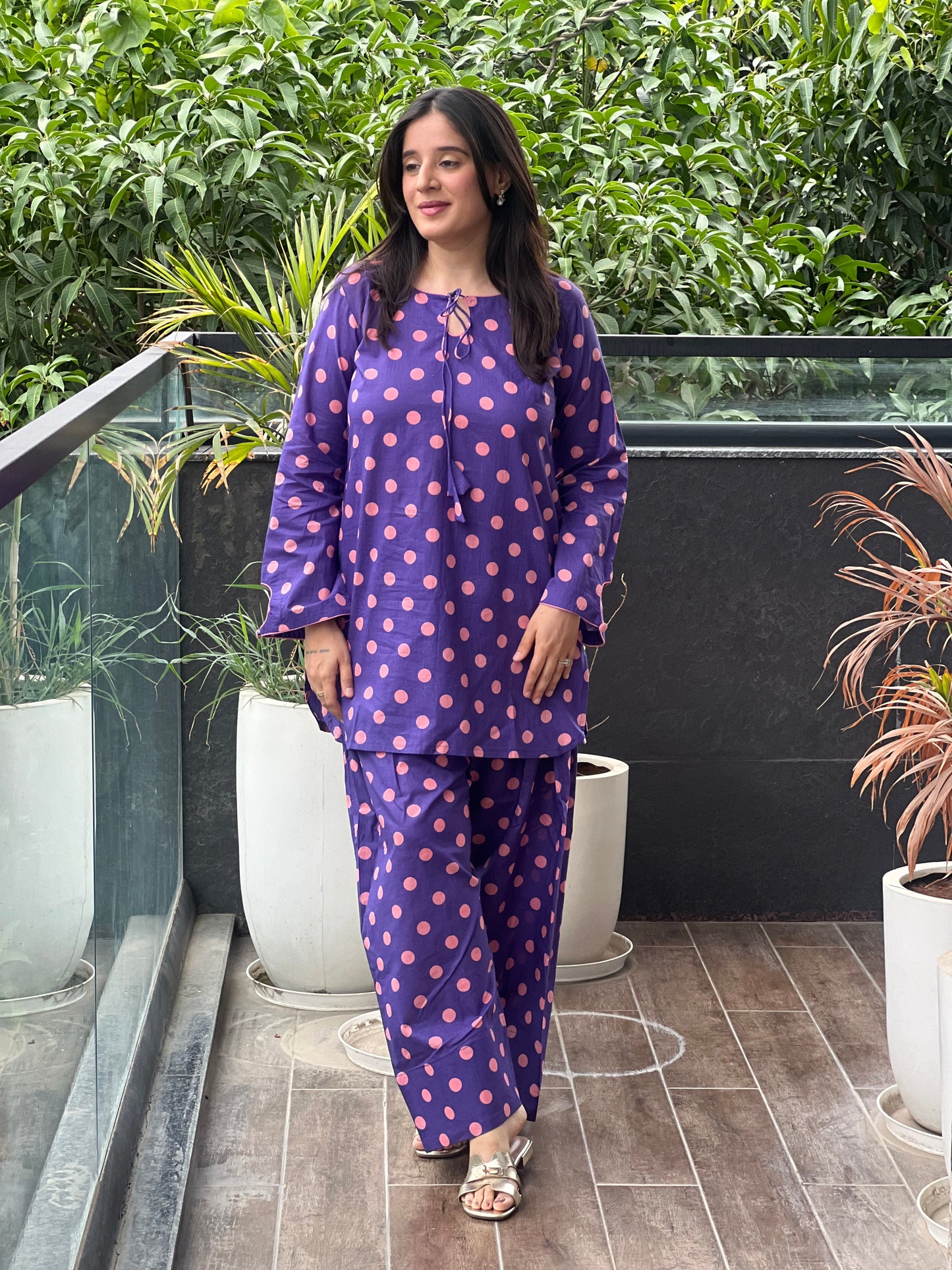 Purple Polka Farshi Salwar Set