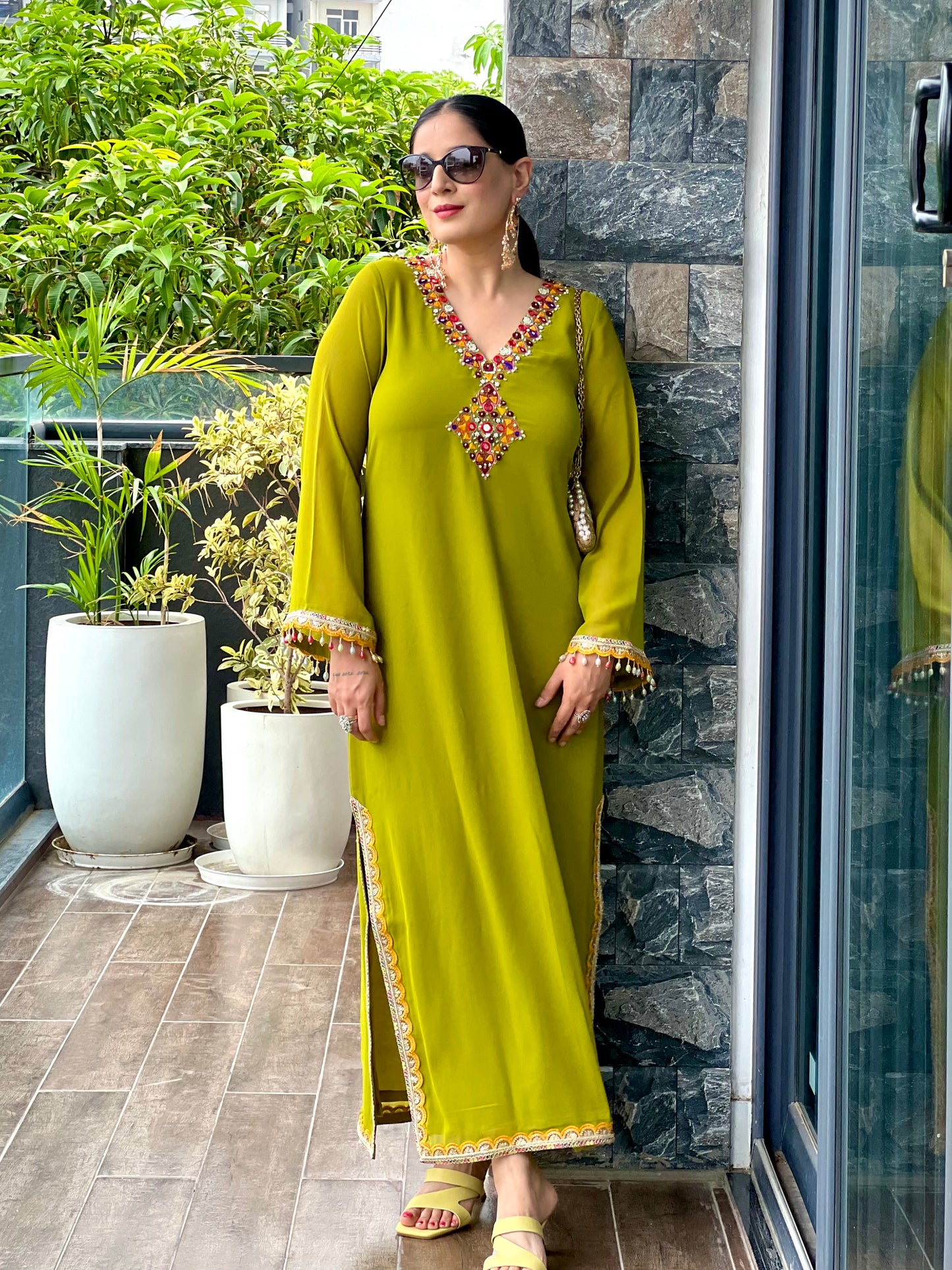 Embroidered Kaftan Dress