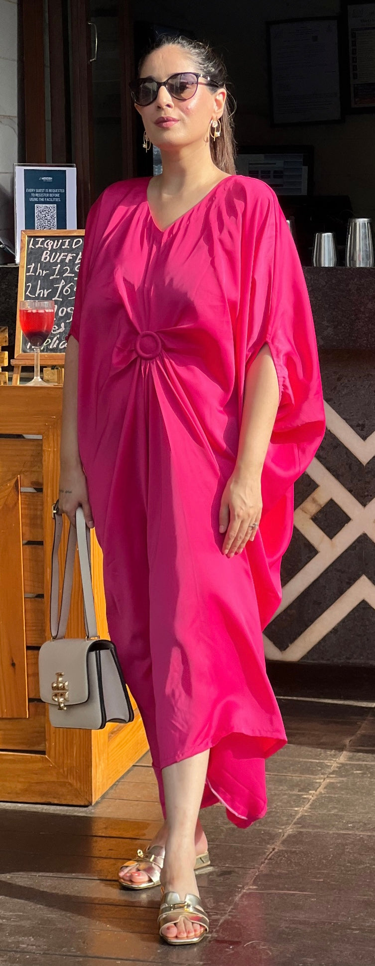 Satin Kaftan Dress