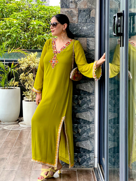 Embroidered Kaftan Dress