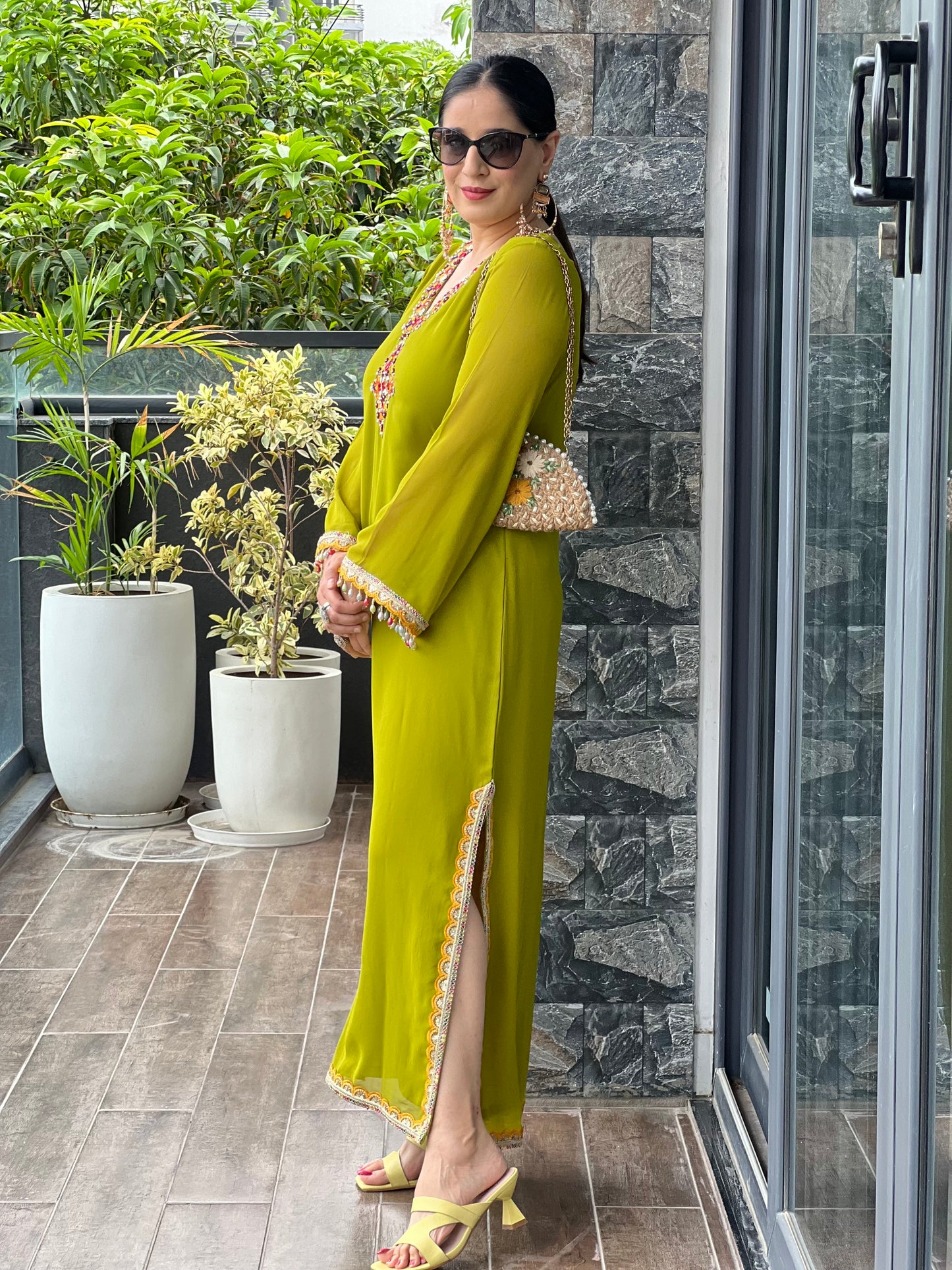Embroidered Kaftan Dress