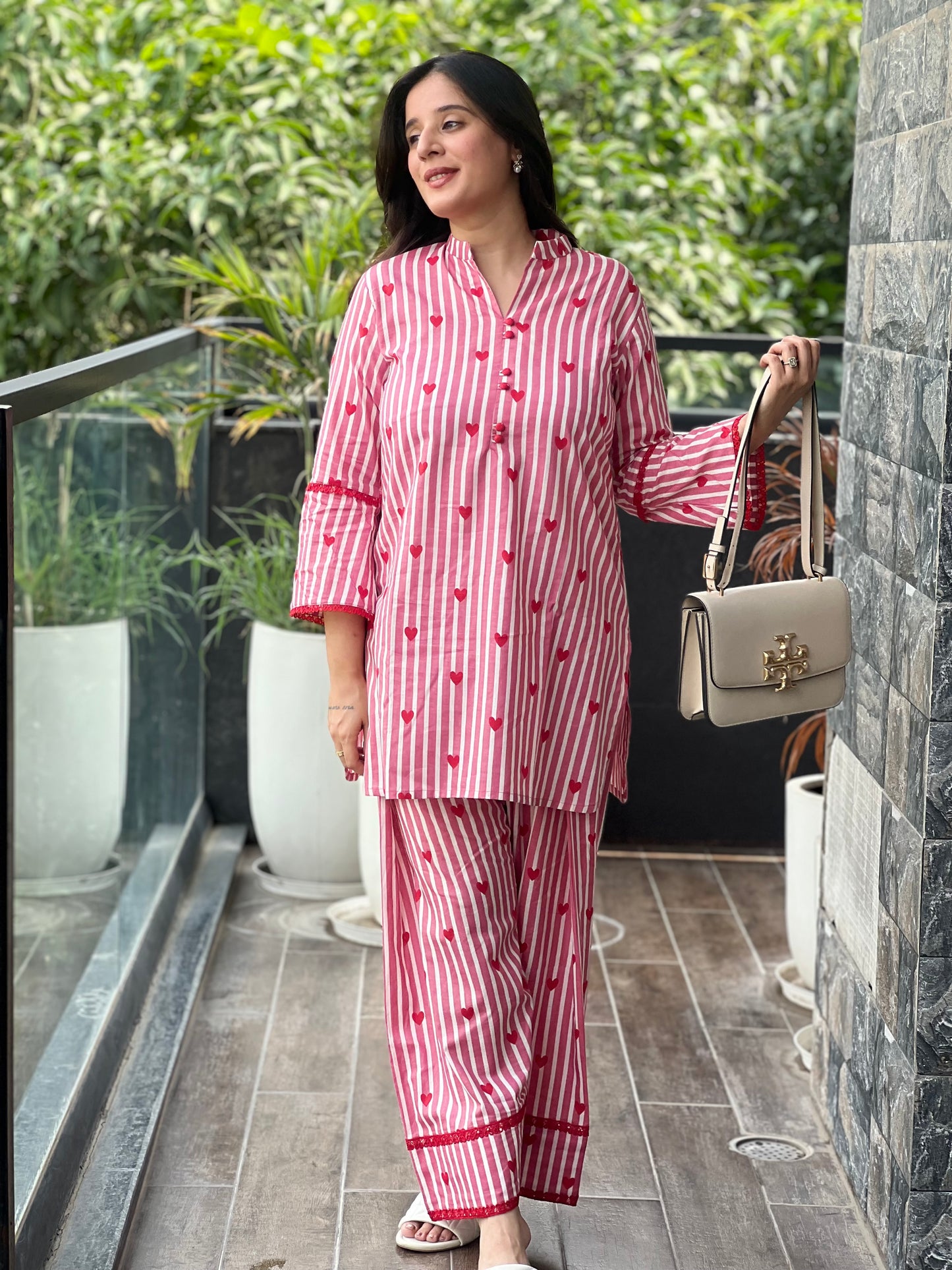 Peach Candy Hearts  Farshi Salwar Set