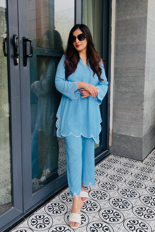 Blue Crepe Co-ord