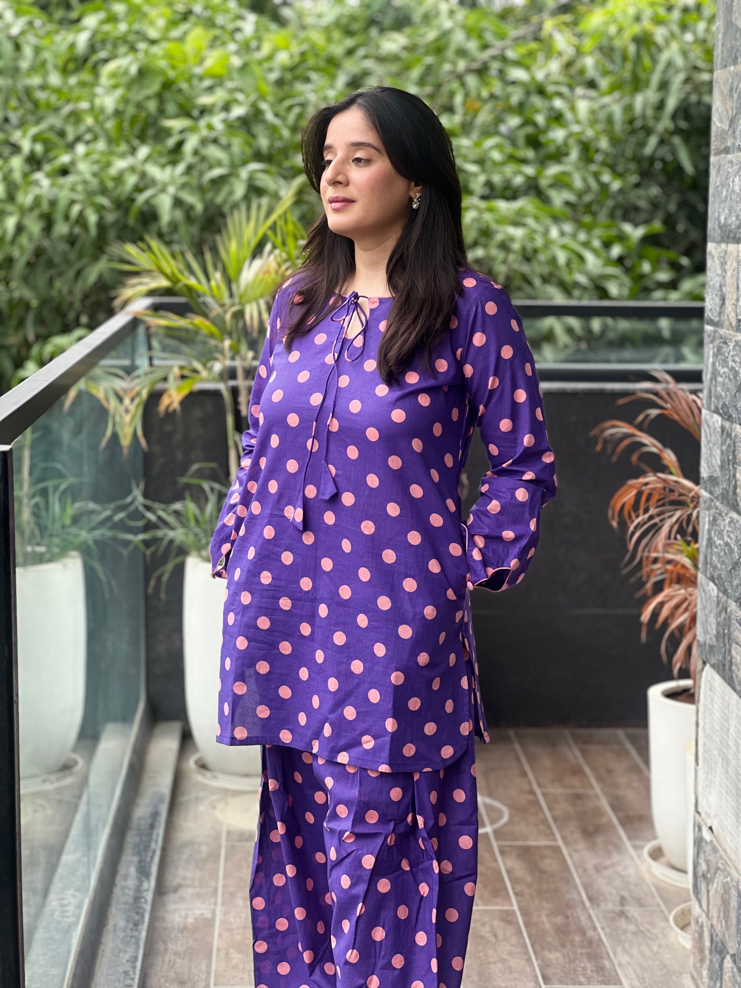 Purple Polka Farshi Salwar Set