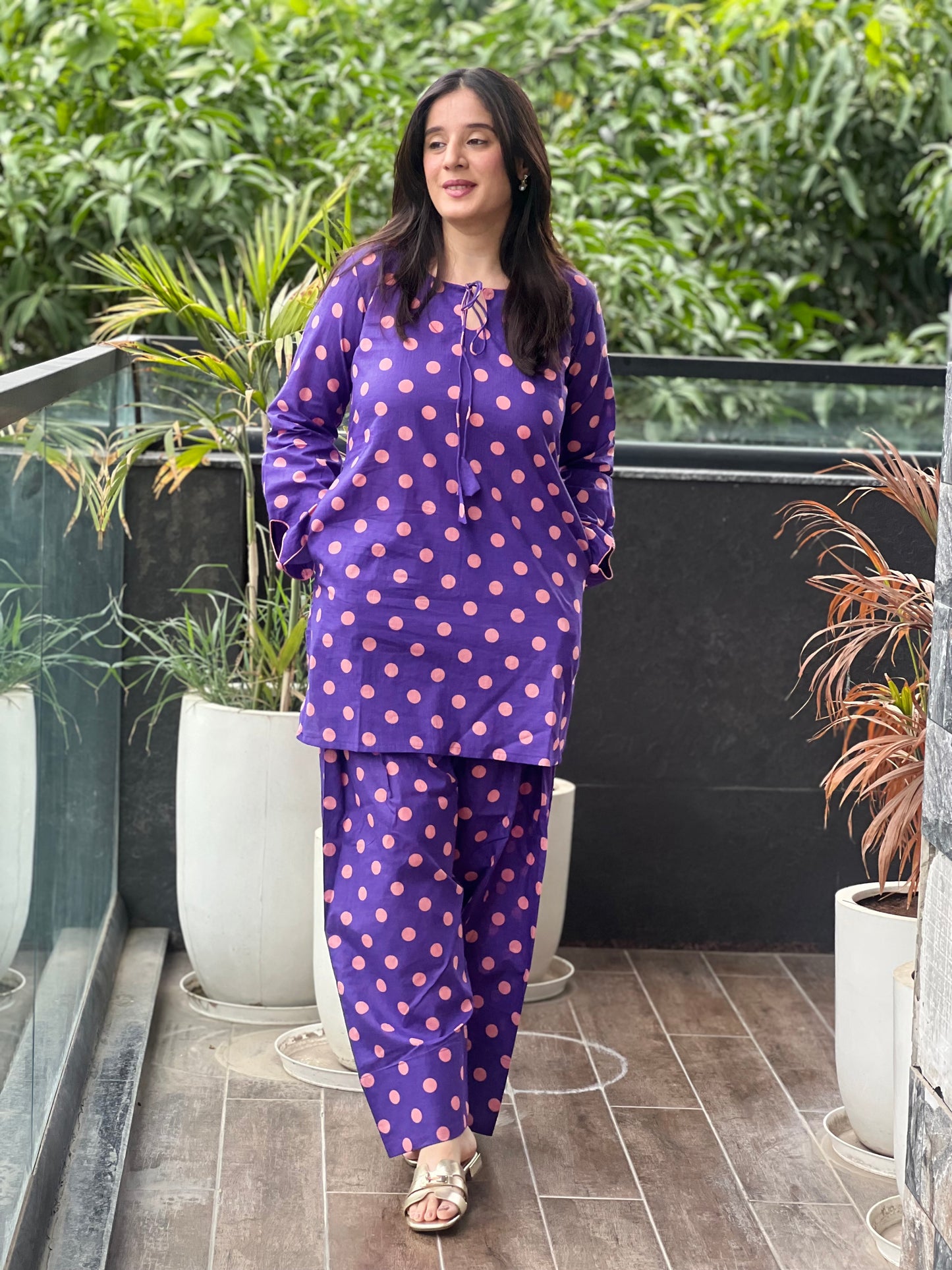 Purple Polka Farshi Salwar Set