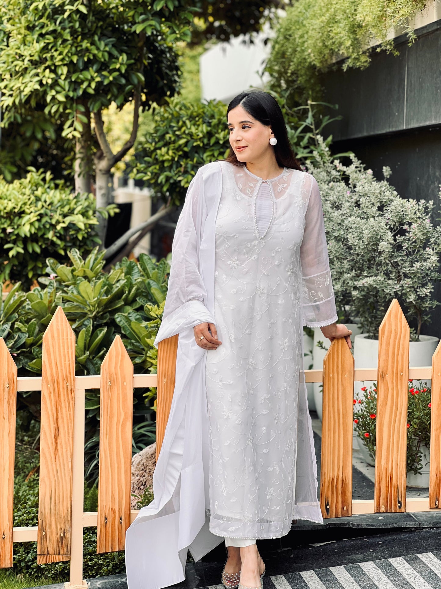 White Organza Suit Set
