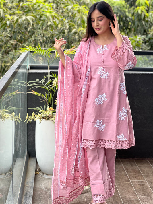 Blush Pink Cotton Suit Set