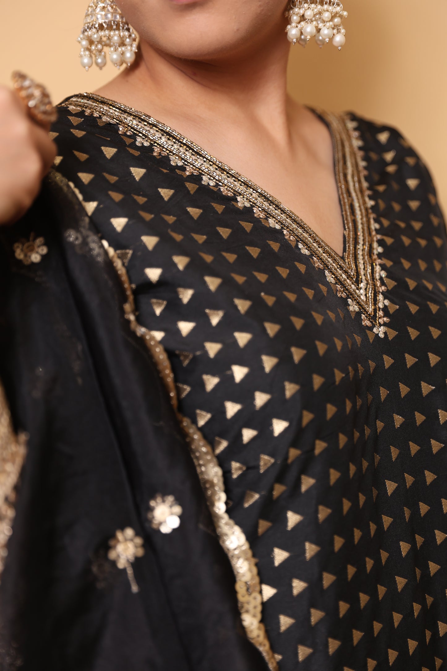 Black Banarasi Silk Suit Set