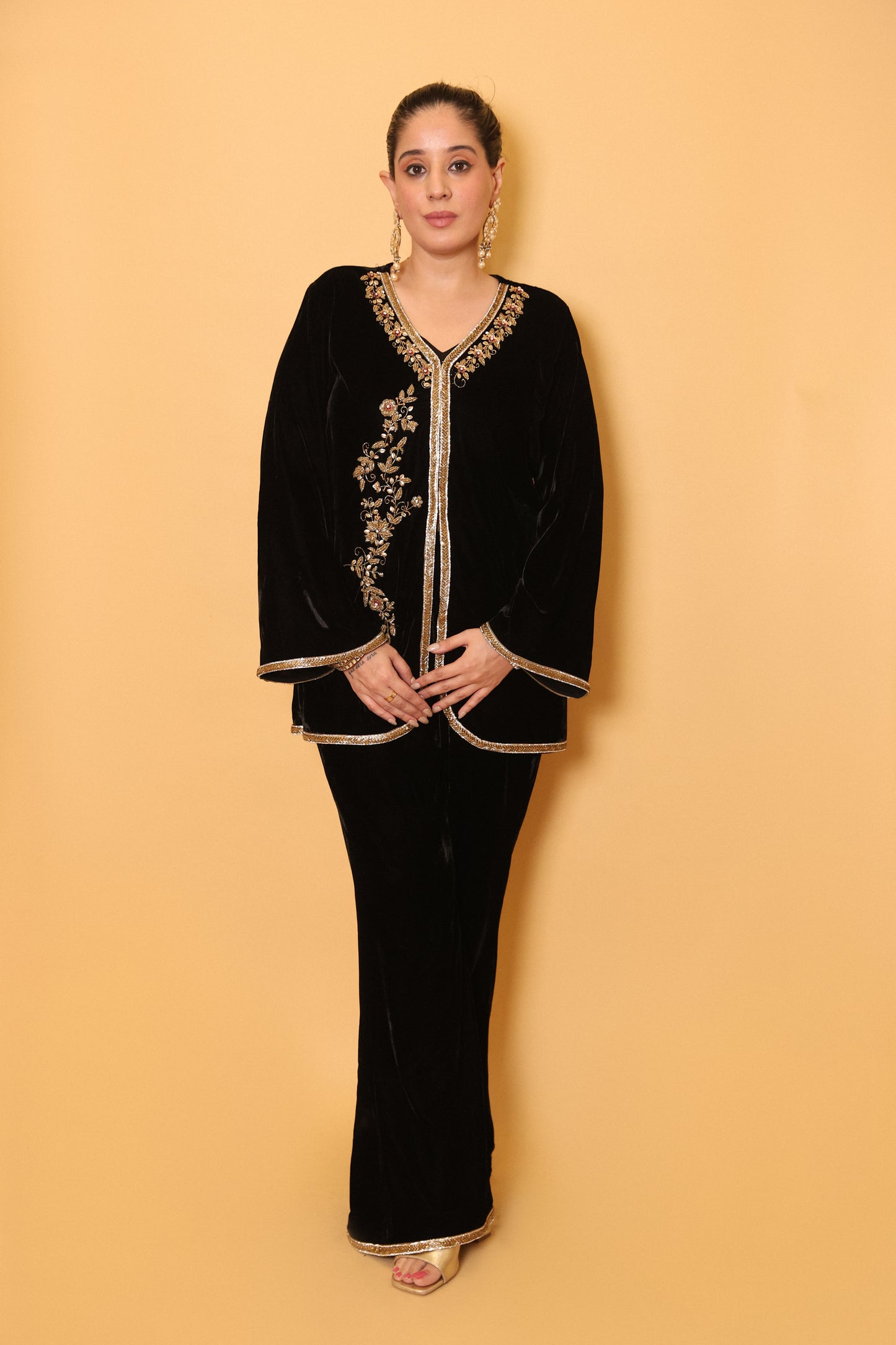 Hand Embroidered Velvet Co-ord