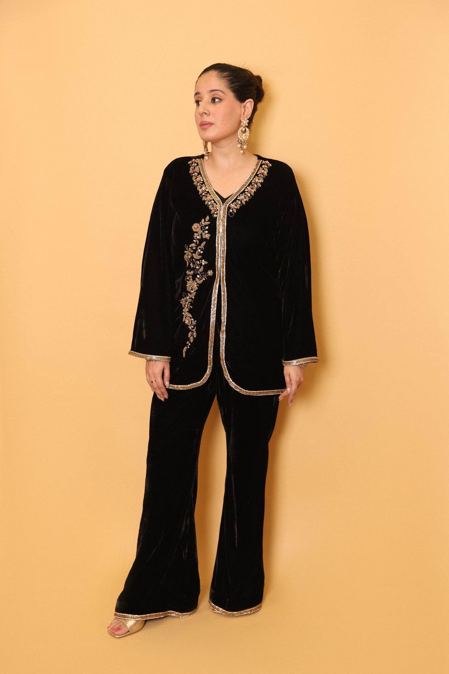 Hand Embroidered Velvet Co-ord