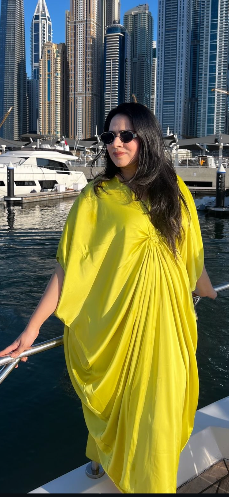 Satin Kaftan Dress