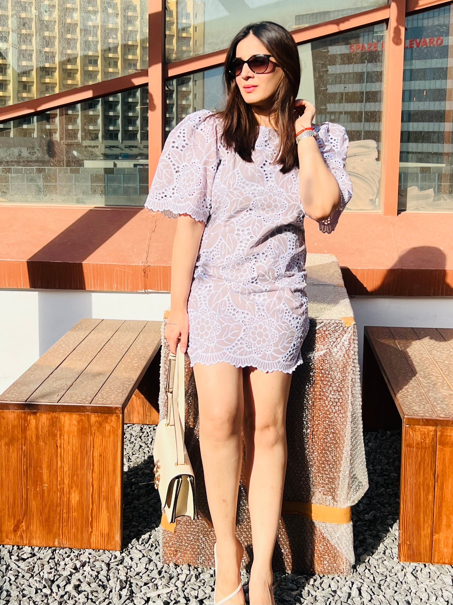 Cut work Mini Dress