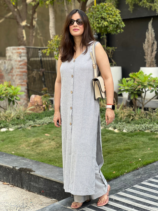 Cotton Linen  Striped Co-ord