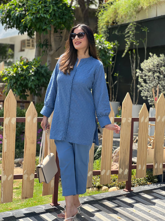 Schiffli tunic with Cotton Pants