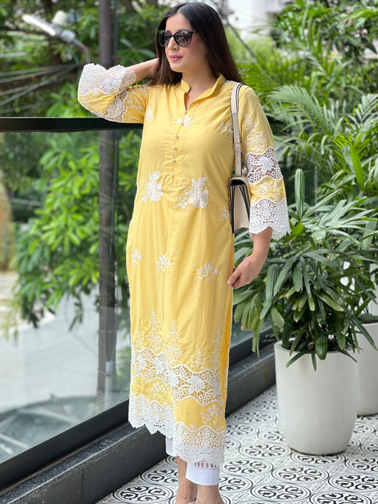 Cut-work Kurta Set