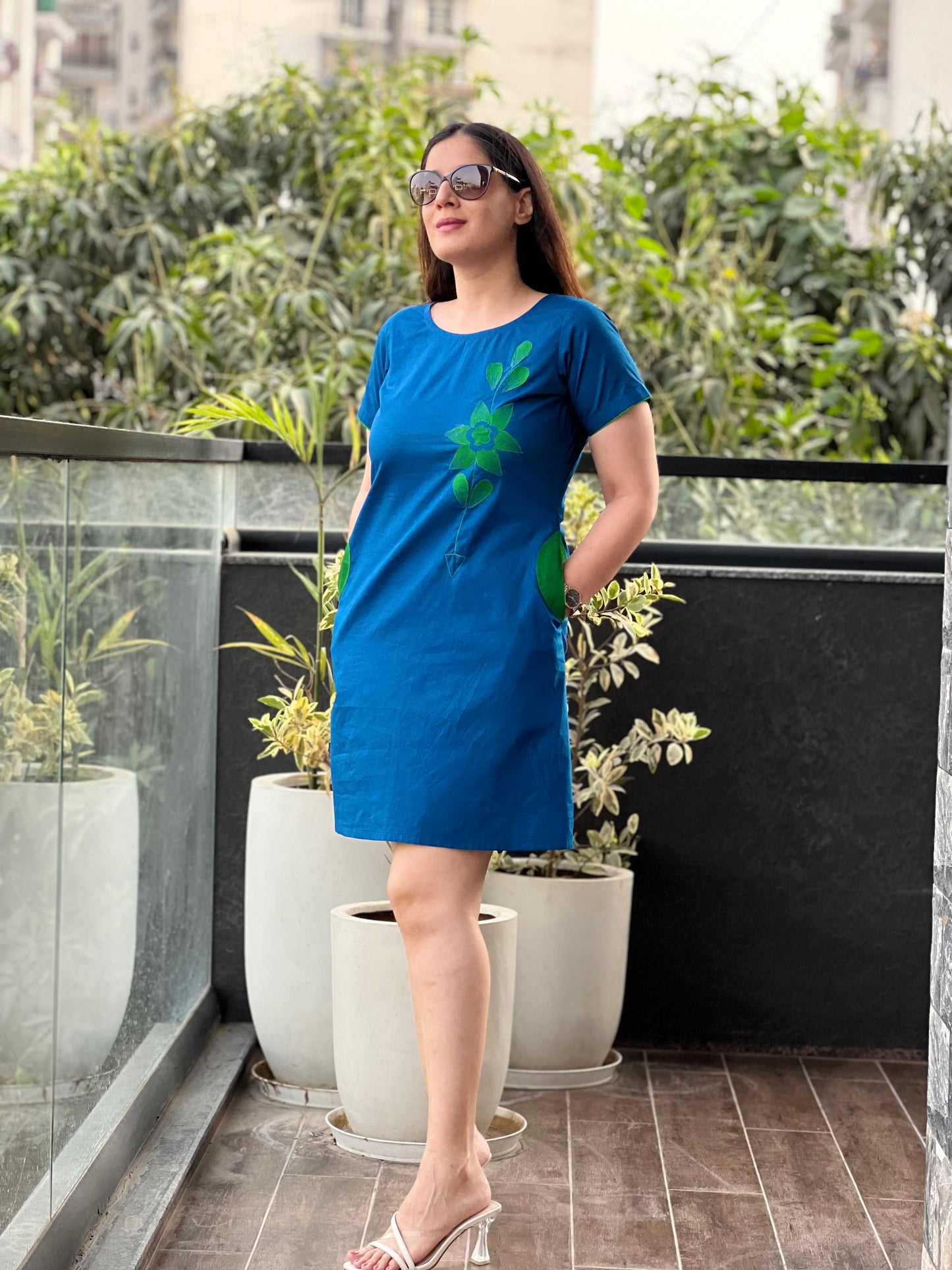 Appliqué Poplin Dress