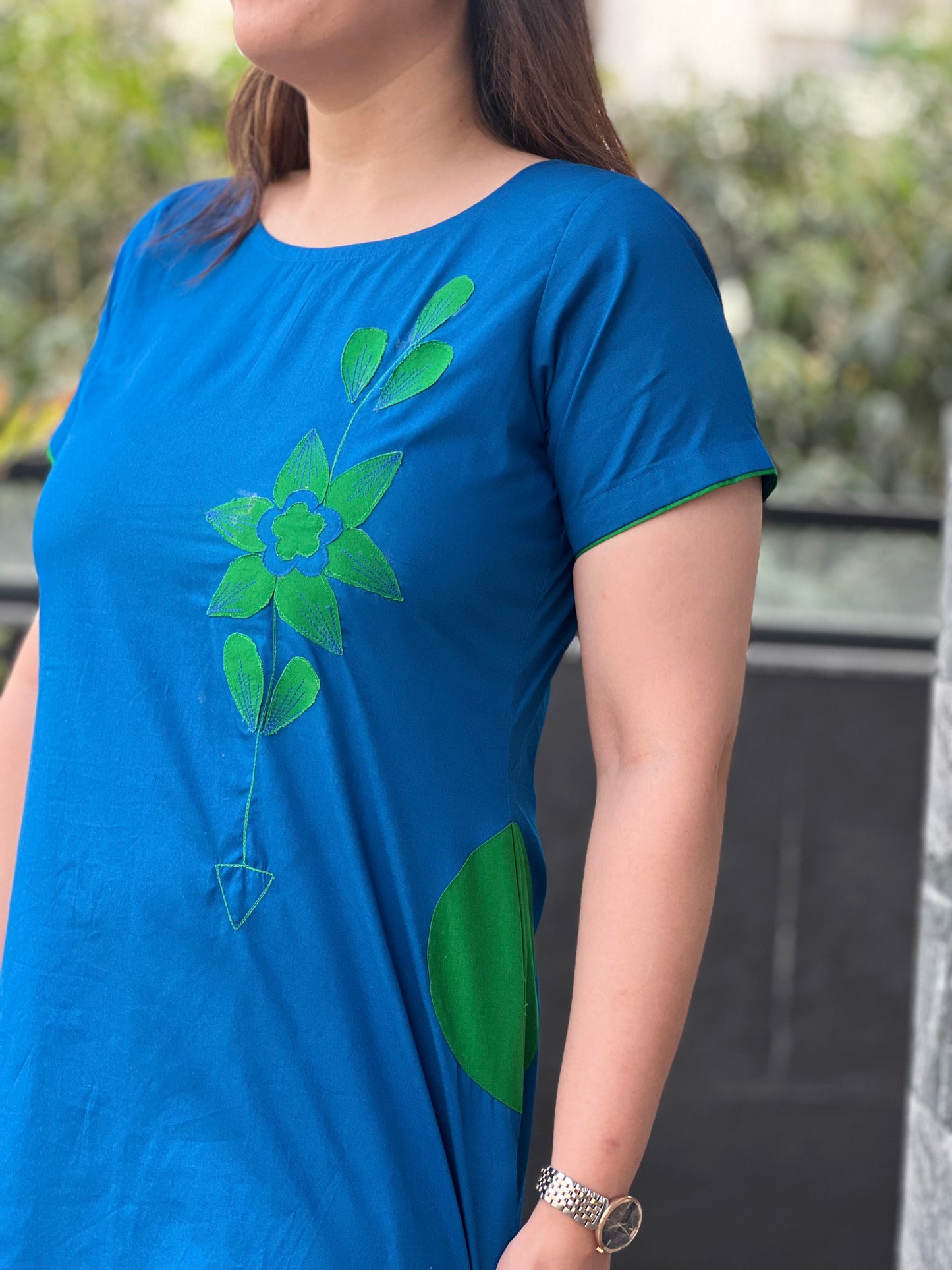 Appliqué Poplin Dress