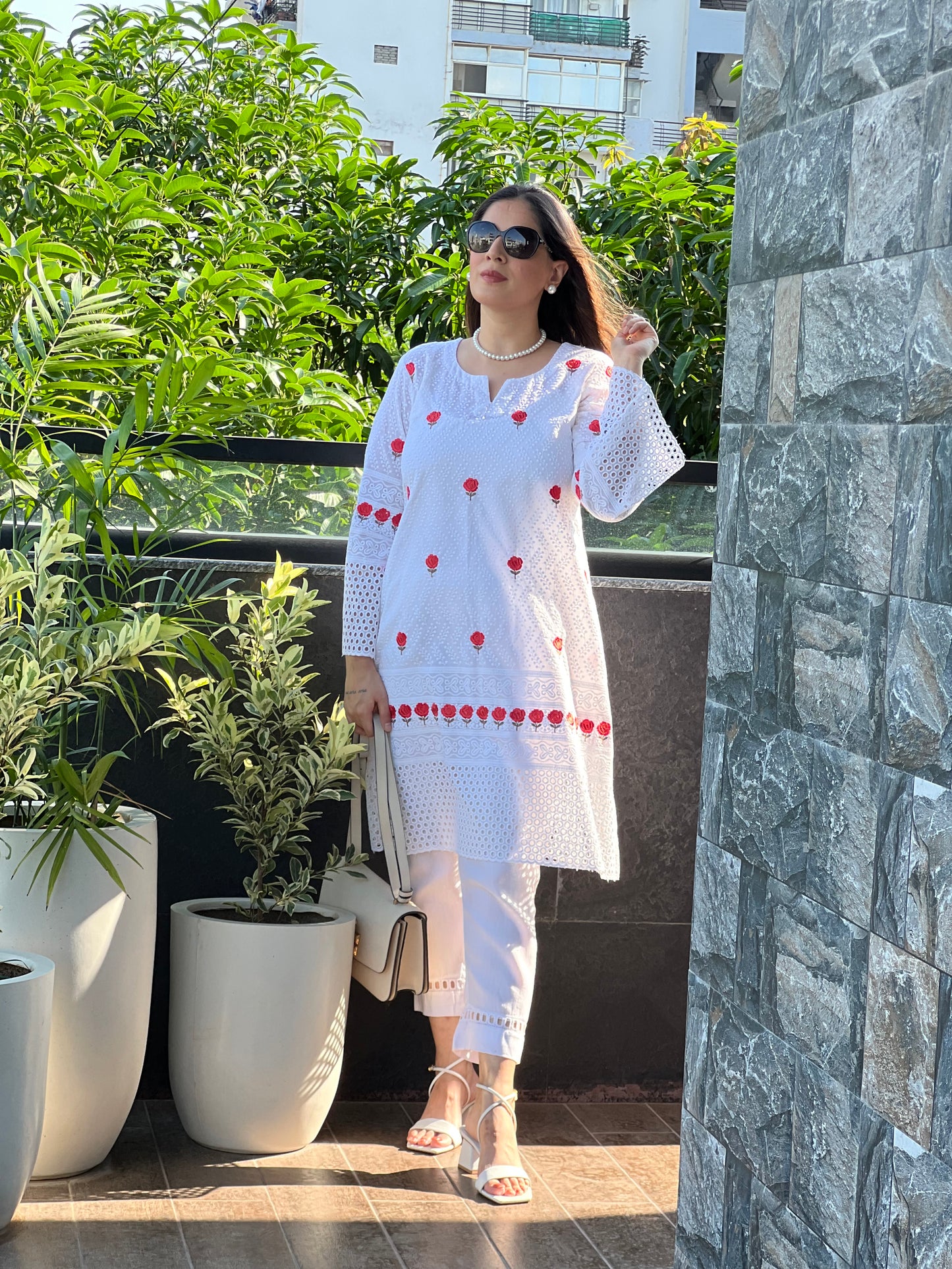 White Chikankari Kurta Set