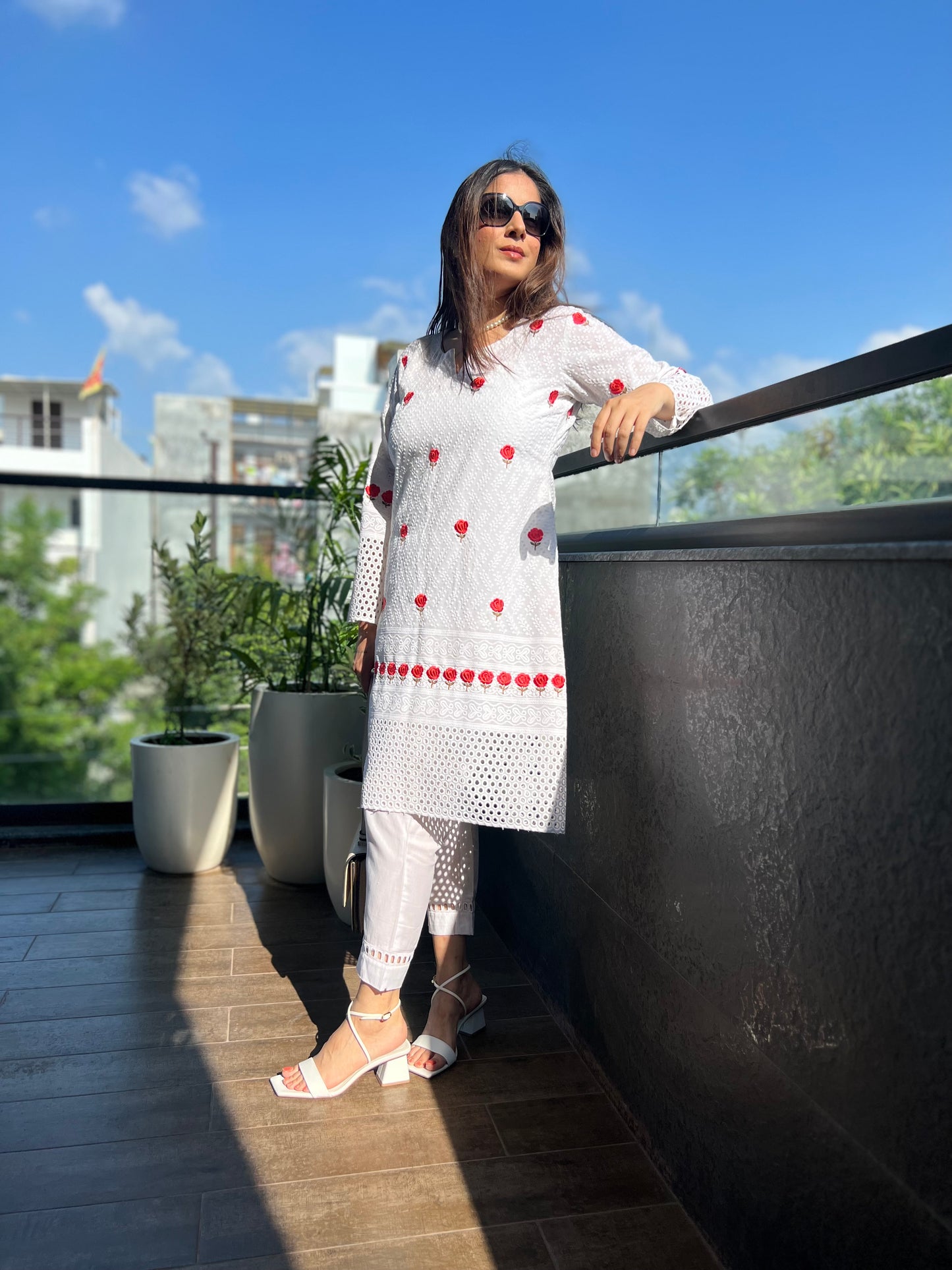 White Chikankari Kurta Set